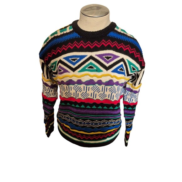 Vintage 90s Y2K Coogi Style Sweater Concrete Cosby Sweater New Sz S-M NEW - Picture 2 of 5